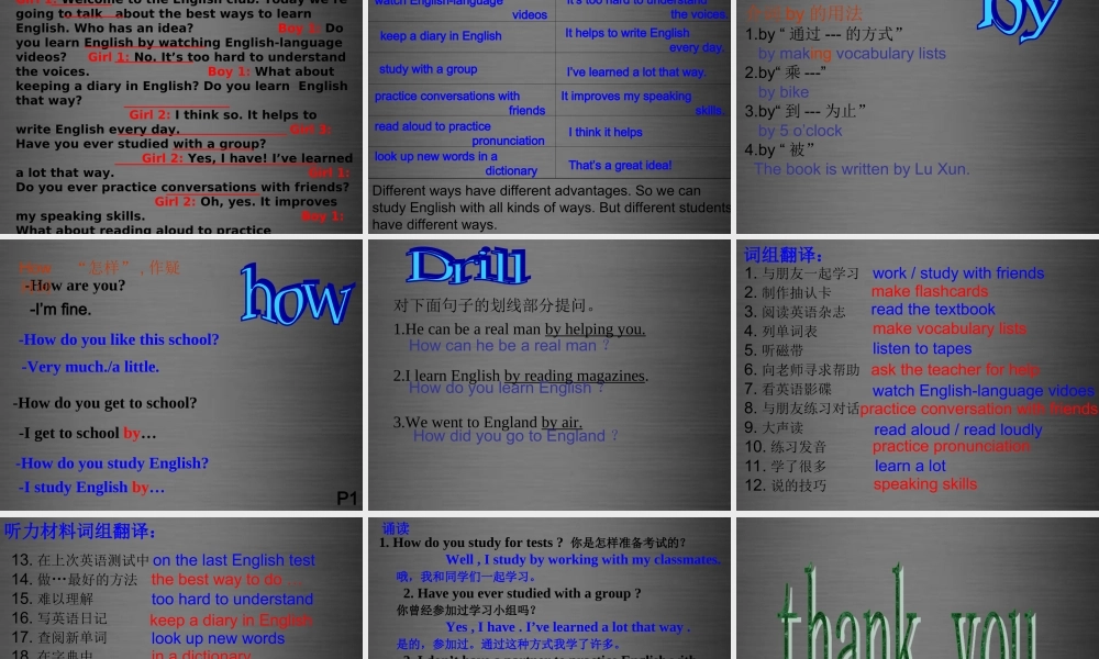 浙江省绍兴县杨汛桥镇中学九年级英语全册 Unit 1 How can we become good learners（第1课时）课件 （新版）人教新目标版.ppt