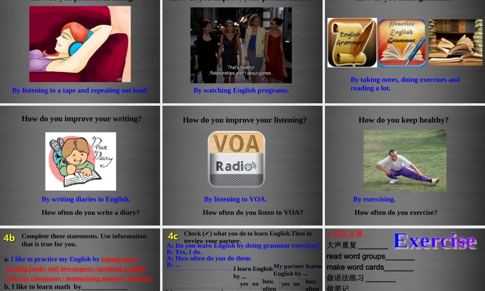 浙江省绍兴县杨汛桥镇中学九年级英语全册 Unit 1 How can we become good learners（第4课时）课件 （新版）人教新目标版.ppt