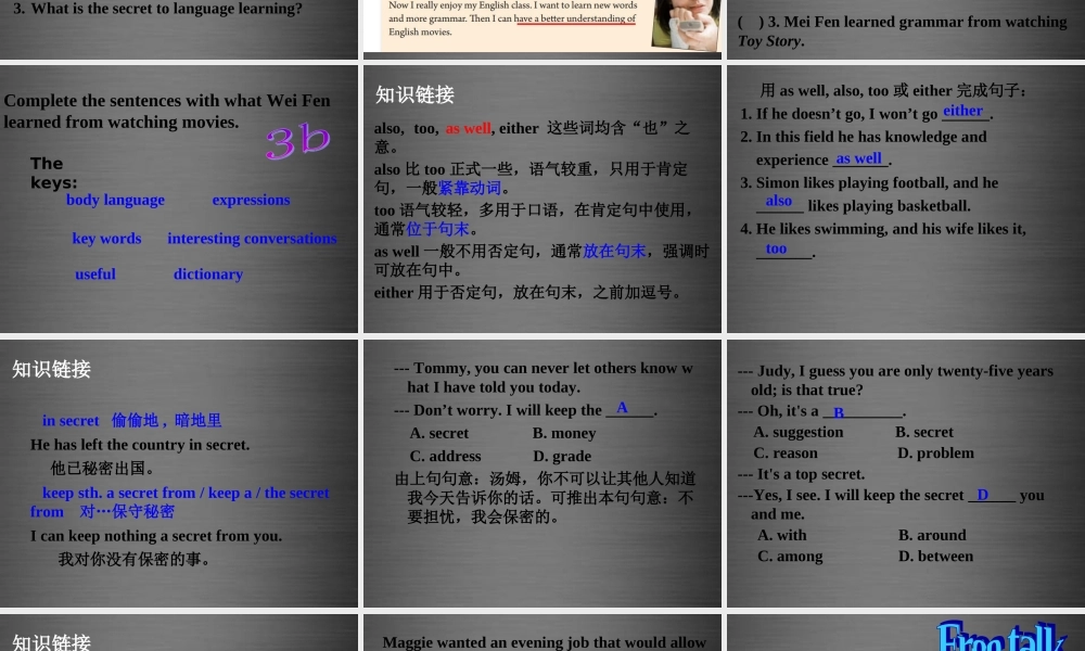 浙江省绍兴县杨汛桥镇中学九年级英语全册 Unit 1 How can we become good learners（第3课时）课件 （新版）人教新目标版.ppt