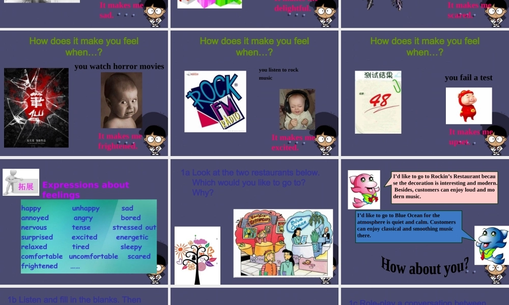 浙江省绍兴县杨汛桥镇中学九年级英语全册《Unit 11 Sad movies make me cry》（Section A 2）课件.ppt