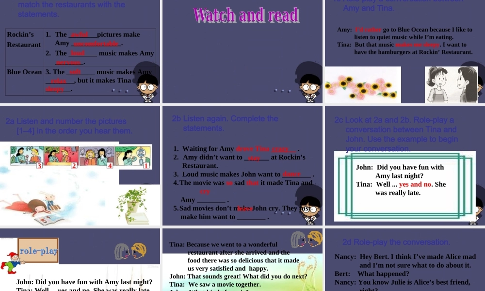 浙江省绍兴县杨汛桥镇中学九年级英语全册《Unit 11 Sad movies make me cry》（Section A 2）课件.ppt