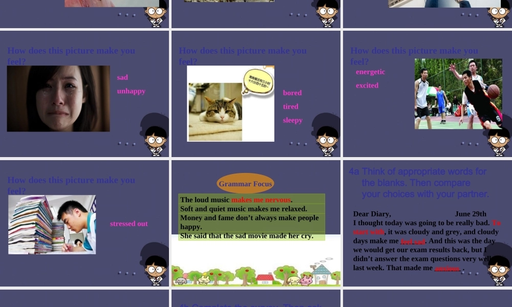 浙江省绍兴县杨汛桥镇中学九年级英语全册《Unit 11 Sad movies make me cry》（Section A 1）课件.ppt