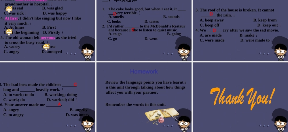 浙江省绍兴县杨汛桥镇中学九年级英语全册《Unit 11 Sad movies make me cry》（Self Check）课件.ppt