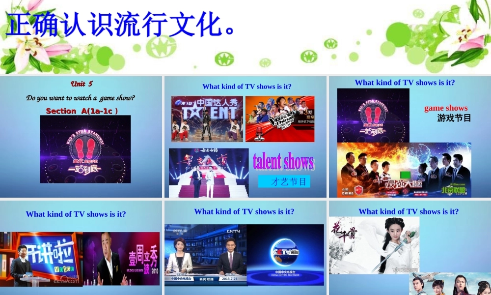 湖北省北大附中武汉为明实验学校八年级英语上册 Unit 5 Do you want to watch a game show Section A（1a-1c）课件.ppt
