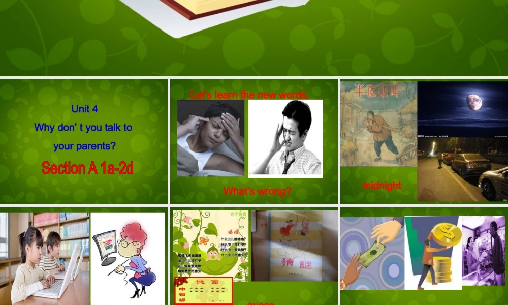 湖北省北大附中武汉为明实验学校八年级英语下册 Unit 4 Why don’t you talk to your parents Section A 1课件 .ppt