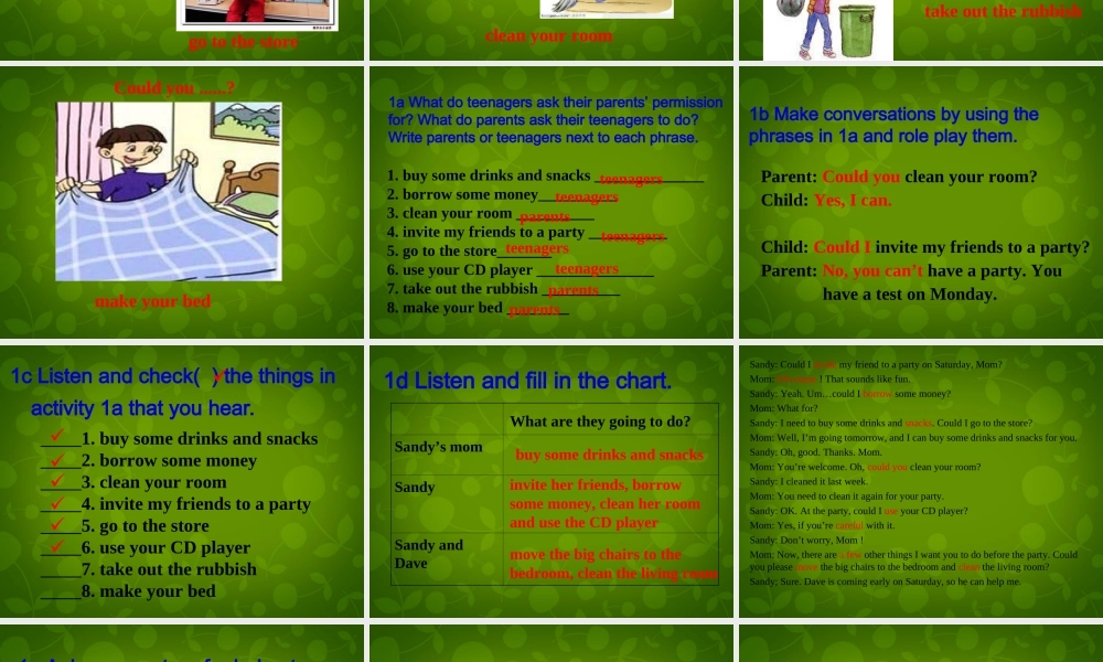 湖北省北大附中武汉为明实验学校八年级英语下册 Unit 3 Could you please clean your room（第2课时）课件 .ppt