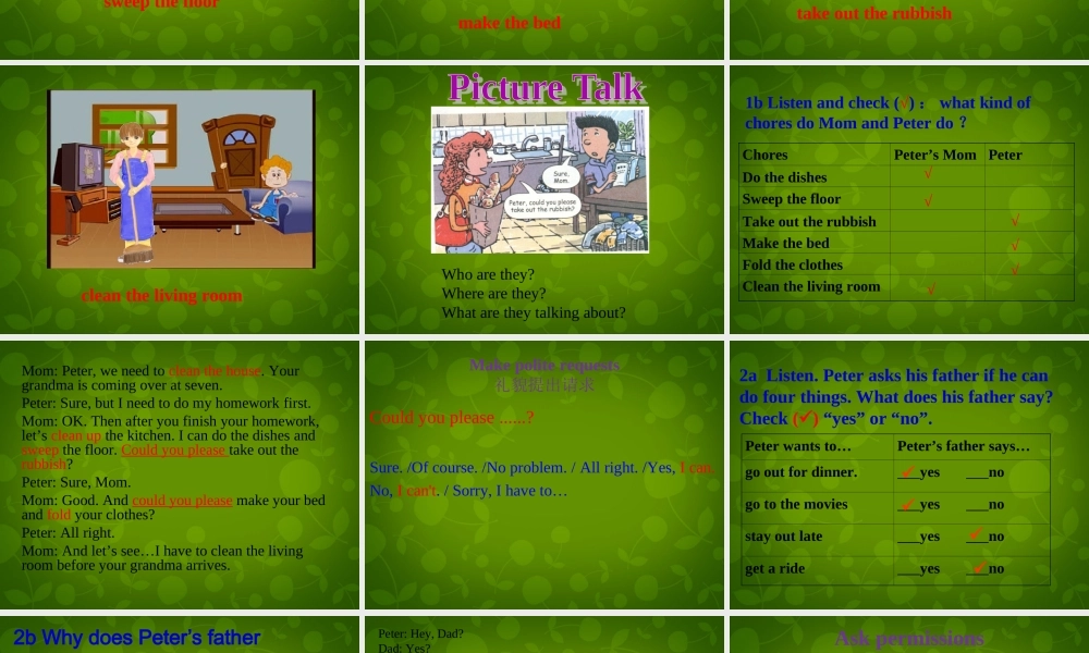 湖北省北大附中武汉为明实验学校八年级英语下册 Unit 3 Could you please clean your room（第1课时）课件 .ppt