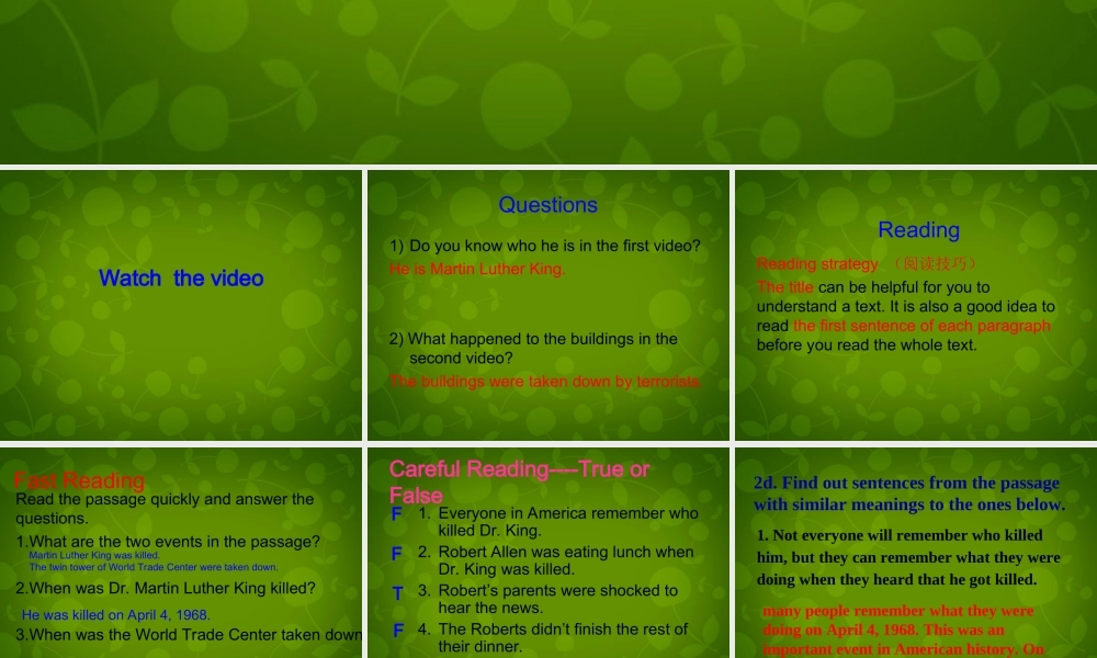 湖北省北大附中武汉为明实验学校八年级英语下册 Unit 5 What were you doing when the rainstorm came（第3课时）课件 .ppt