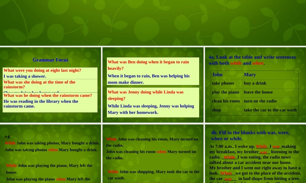 湖北省北大附中武汉为明实验学校八年级英语下册 Unit 5 What were you doing when the rainstorm came（第2课时）课件 .ppt