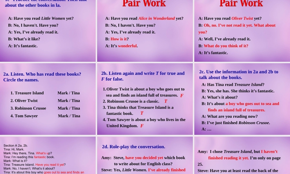 湖北省北大附中武汉为明实验学校八年级英语下册 Unit 8 Have you read Treasure Island yet听说课件 .ppt