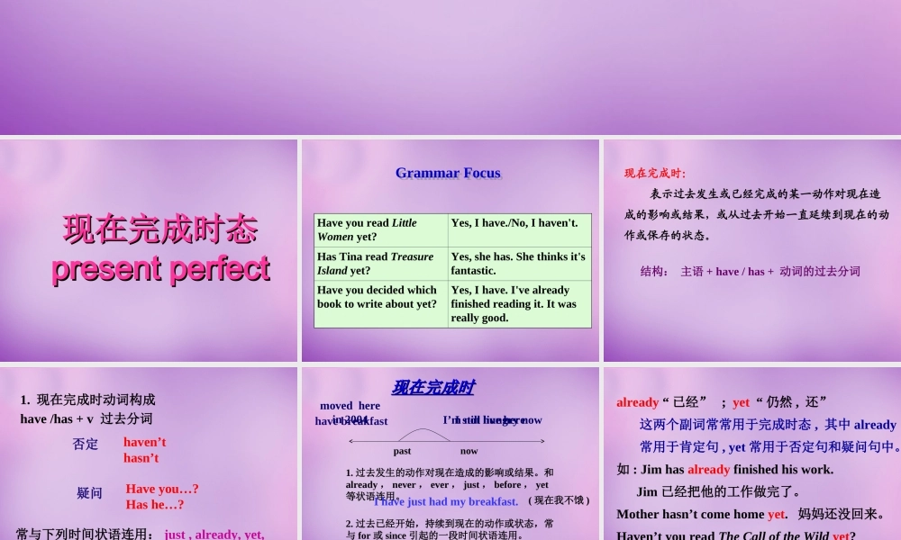 湖北省北大附中武汉为明实验学校八年级英语下册 Unit 8 Have you read Treasure Island yet语法课件 .ppt