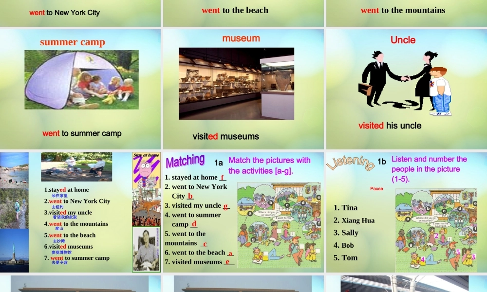 湖北省松滋市实验初级中学八年级英语上册《Unit 1 Where did you go on vacation Section A（1a-1c）》课件.ppt