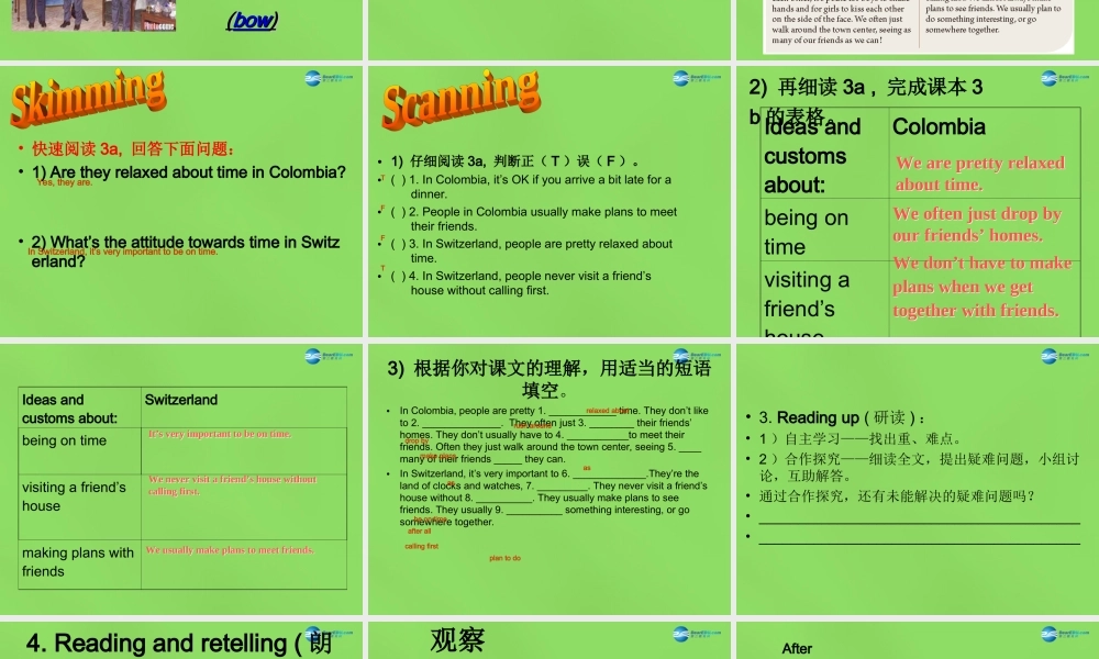 湖北省松滋市涴市镇初级中学九年级英语全册 Unit 10 You’re supposed to shake hands Period3课件.ppt