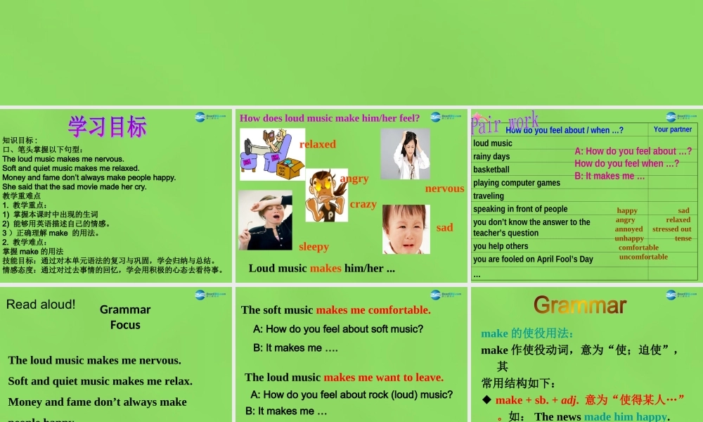 湖北省松滋市涴市镇初级中学九年级英语全册 Unit 11 Sad movies make me cry Period6课件.ppt