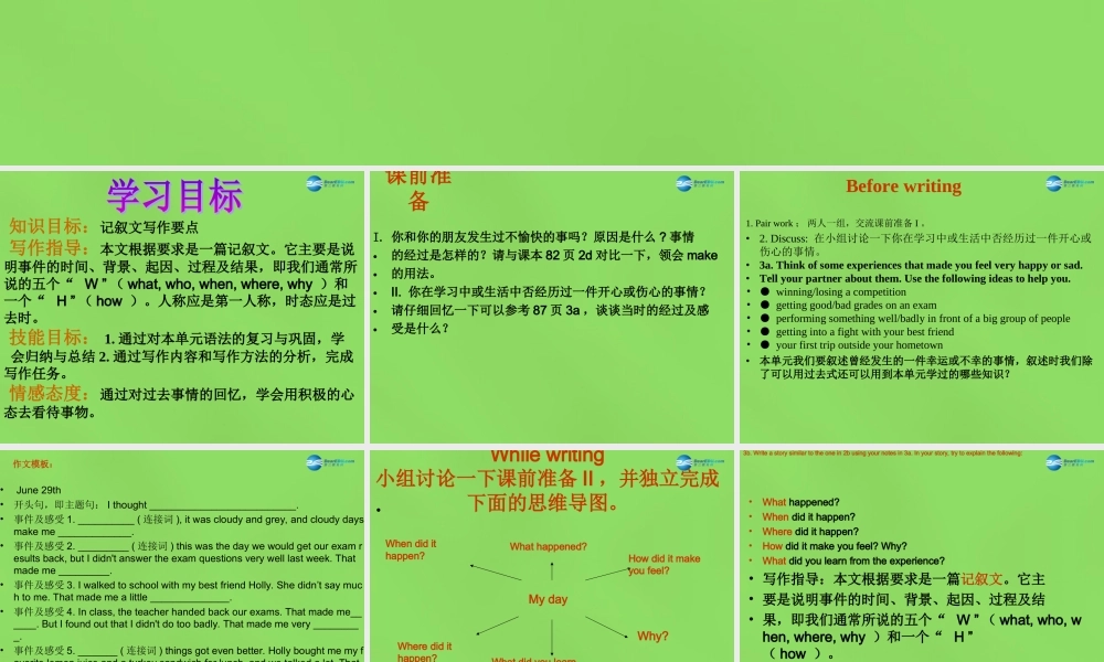 湖北省松滋市涴市镇初级中学九年级英语全册 Unit 11 Sad movies make me cry Period7课件.ppt