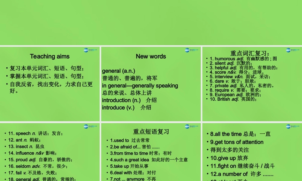 湖北省松滋市涴市镇初级中学九年级英语全册 Unit 4 I used to be afraid of the dark Period9课件.ppt