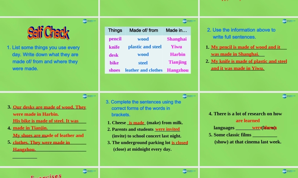 湖北省松滋市涴市镇初级中学九年级英语全册 Unit 5 What are the shirts made of？Section B(Self Check)课件.ppt