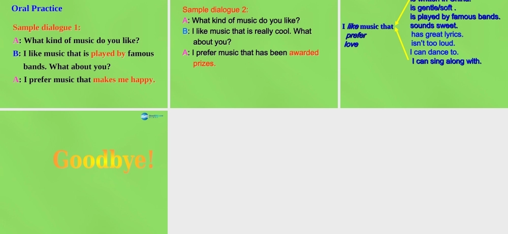 湖北省松滋市涴市镇初级中学九年级英语全册 Unit 9 I like music that I can dance to Section A(1a-1c)课件.ppt