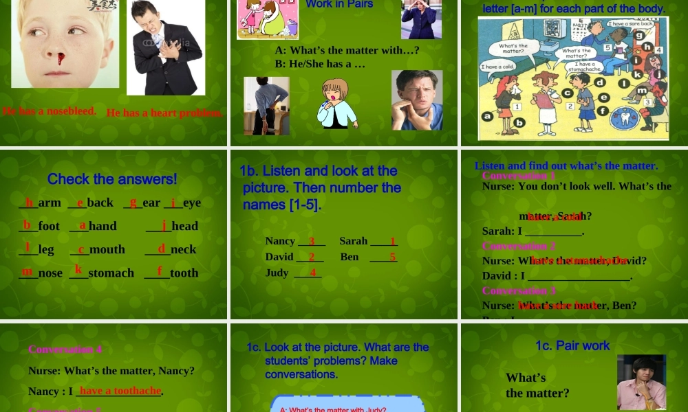 湖北省荆州市沙市第五中学八年级英语下册 Unit 1 What’s the matter课件1 .ppt