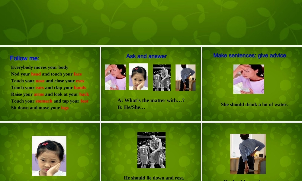 湖北省荆州市沙市第五中学八年级英语下册 Unit 1 What’s the matter课件3 .ppt