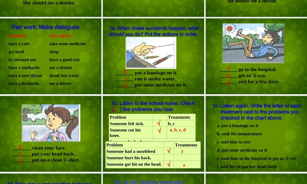 湖北省荆州市沙市第五中学八年级英语下册 Unit 1 What’s the matter课件3 .ppt
