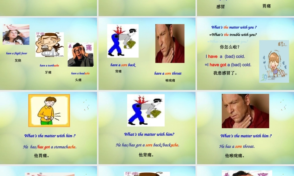 湖北省麻城市集美学校八年级英语下册 Unit 1 What's the matter课件 .ppt