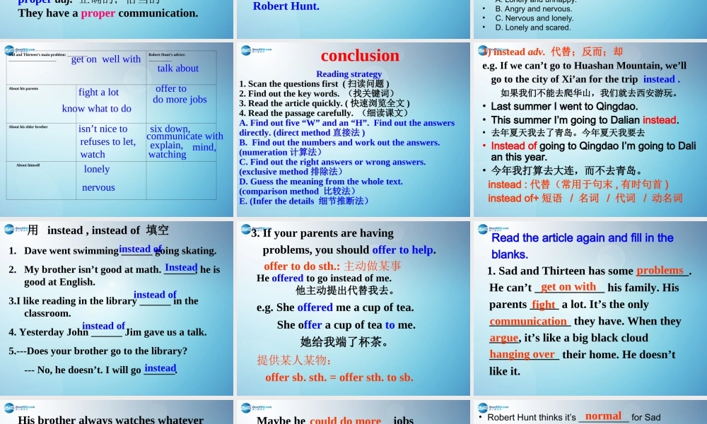 秋八年级英语下册 Unit 4 why dont you talk to your parents period 2课件 .ppt
