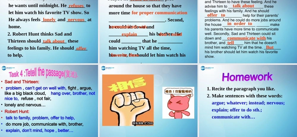 秋八年级英语下册 Unit 4 why dont you talk to your parents period 2课件 .ppt