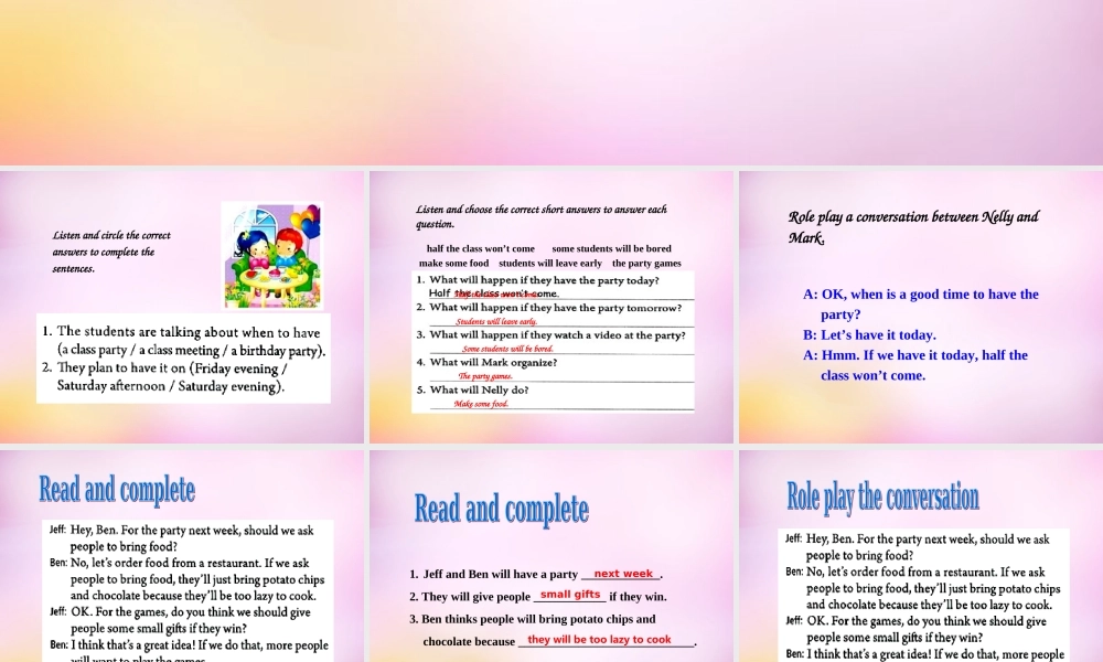 辽宁省东港市黑沟中学八年级英语上册 Unit 10 If you go to the partyyou'll have a great time section A（2a-2d）课件.ppt