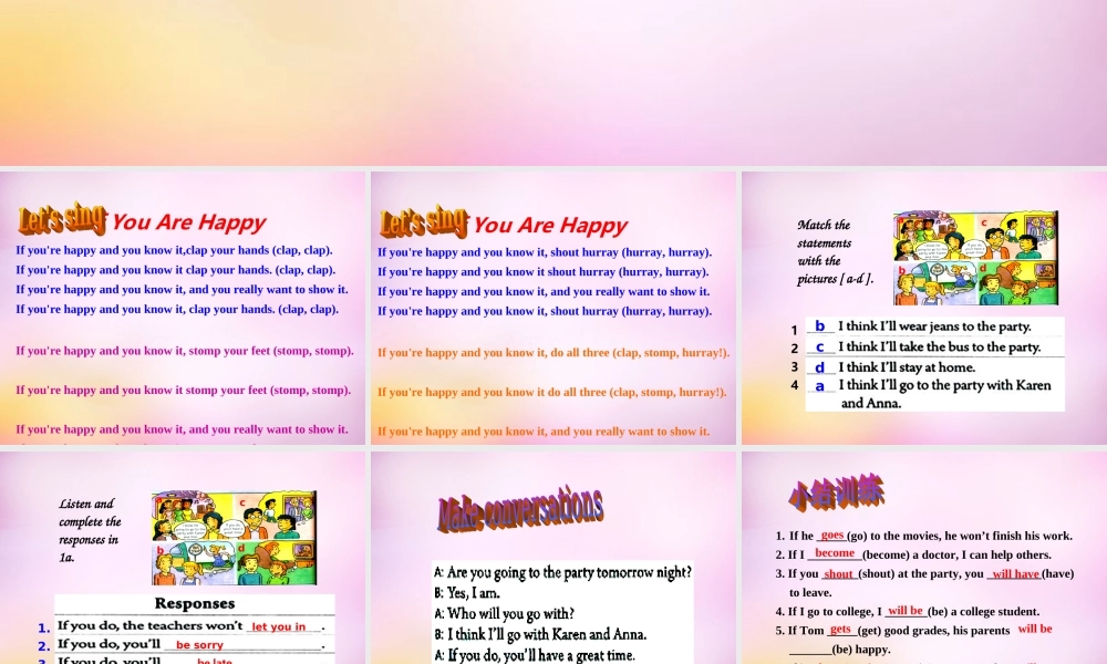 辽宁省东港市黑沟中学八年级英语上册 Unit 10 If you go to the partyyou'll have a great time section A（1a-1c）课件.ppt