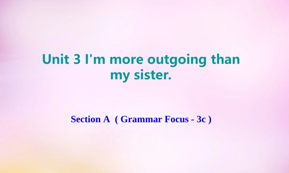 辽宁省东港市黑沟中学八年级英语上册 Unit 3 I'm more outgoing than my sister Section A（Grammar Focus-3c）课件.ppt