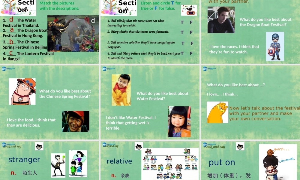 辽宁省灯塔市第二初级中学九年级英语全册 Unit 2 I think that mooncakes are delicious！Section A1课件 （新版）人教新目标版.ppt