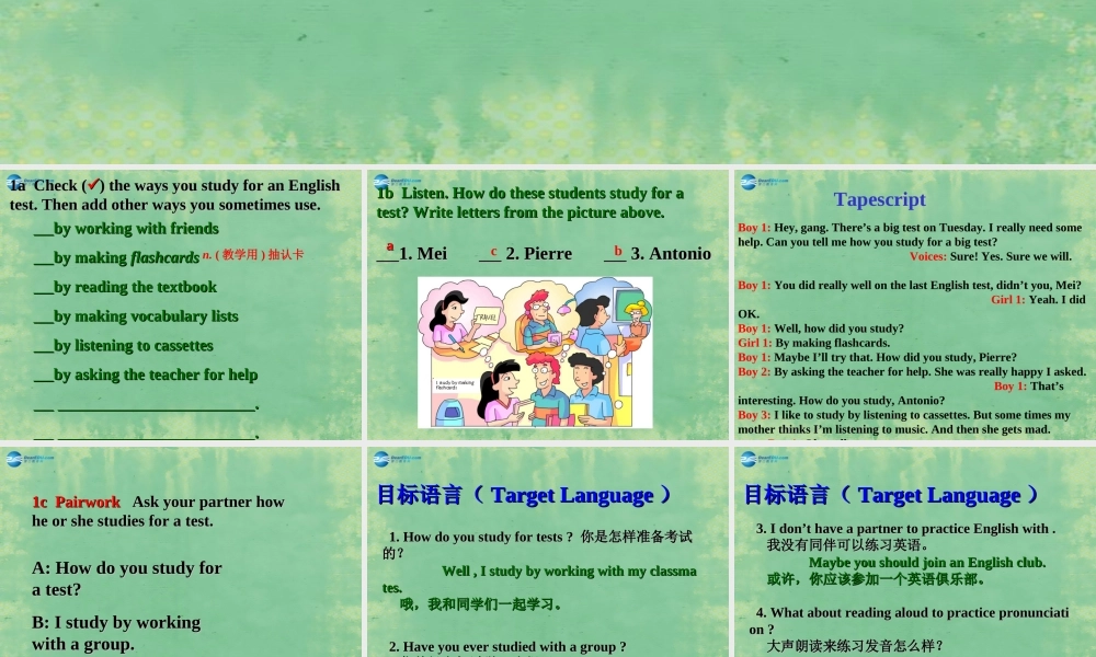 辽宁省灯塔市第二初级中学九年级英语全册 Unit 1 How can we become good learners？（第2课时）课件 （新版）人教新目标版.ppt