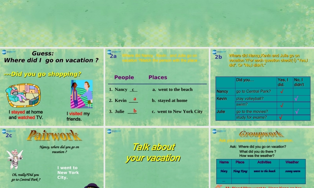 辽宁省灯塔市第二初级中学八年级英语上册 Unit 1 Where did you go on vacation？（第3课时）课件.ppt