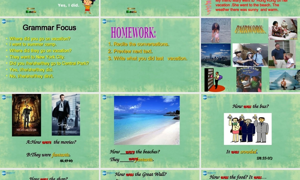 辽宁省灯塔市第二初级中学八年级英语上册 Unit 1 Where did you go on vacation？（第3课时）课件.ppt