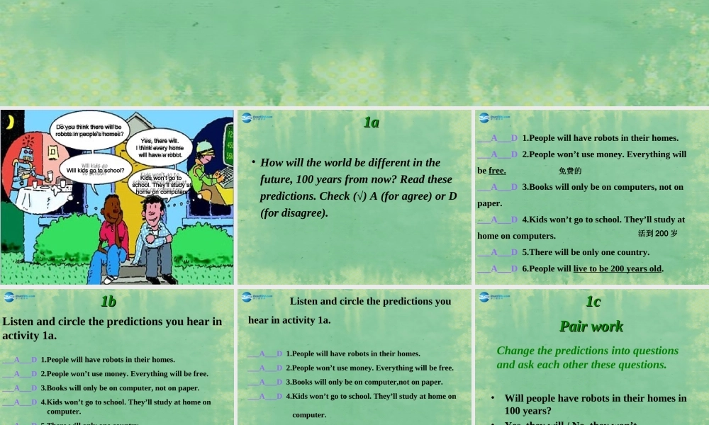 辽宁省灯塔市第二初级中学八年级英语上册 Unit 7 Will people have robots？（第1课时）课件.ppt