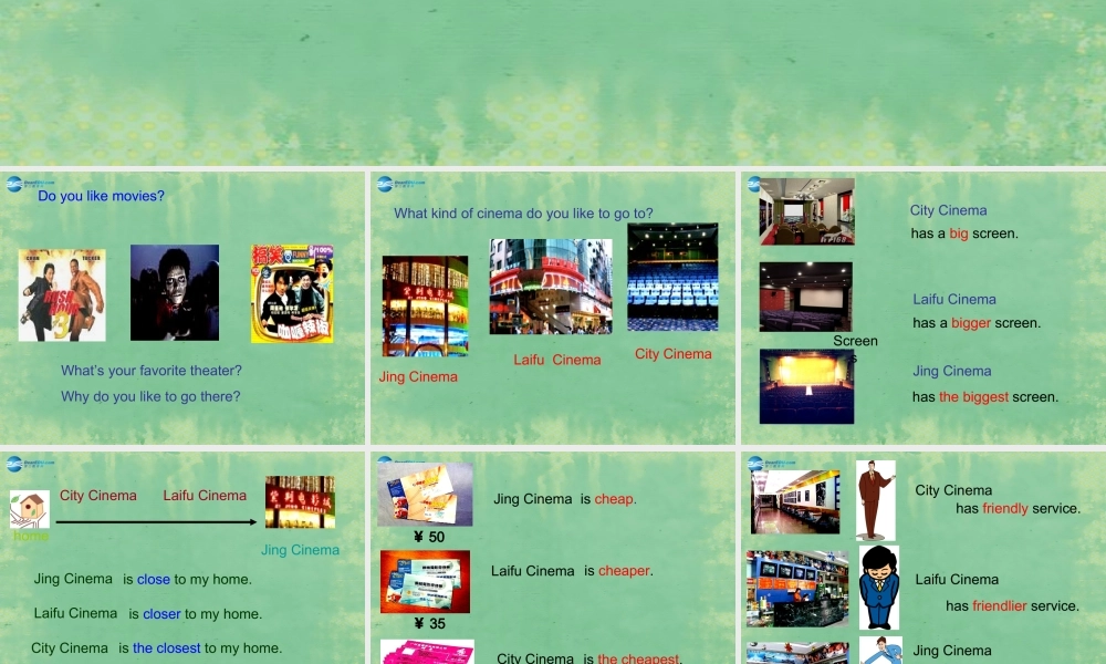辽宁省灯塔市第二初级中学八年级英语上册 Unit 4 What’s the best movie theater？Section A课件.ppt