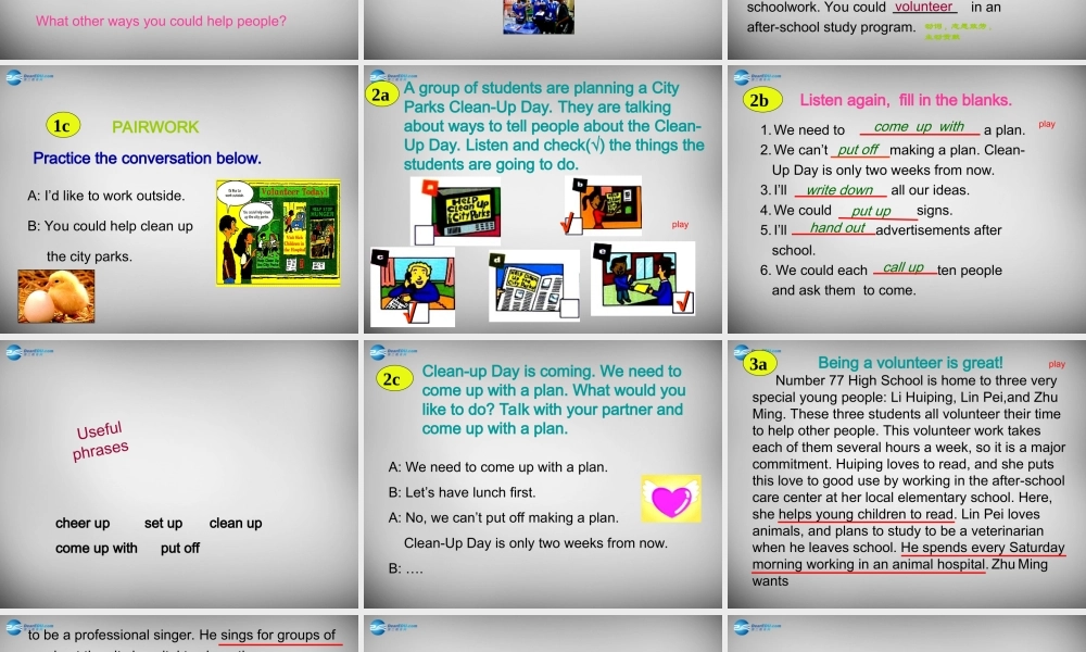 辽宁省灯塔市第二初级中学八年级英语下册 Unit 2 I'll help to clean up the city parks课件1 .ppt