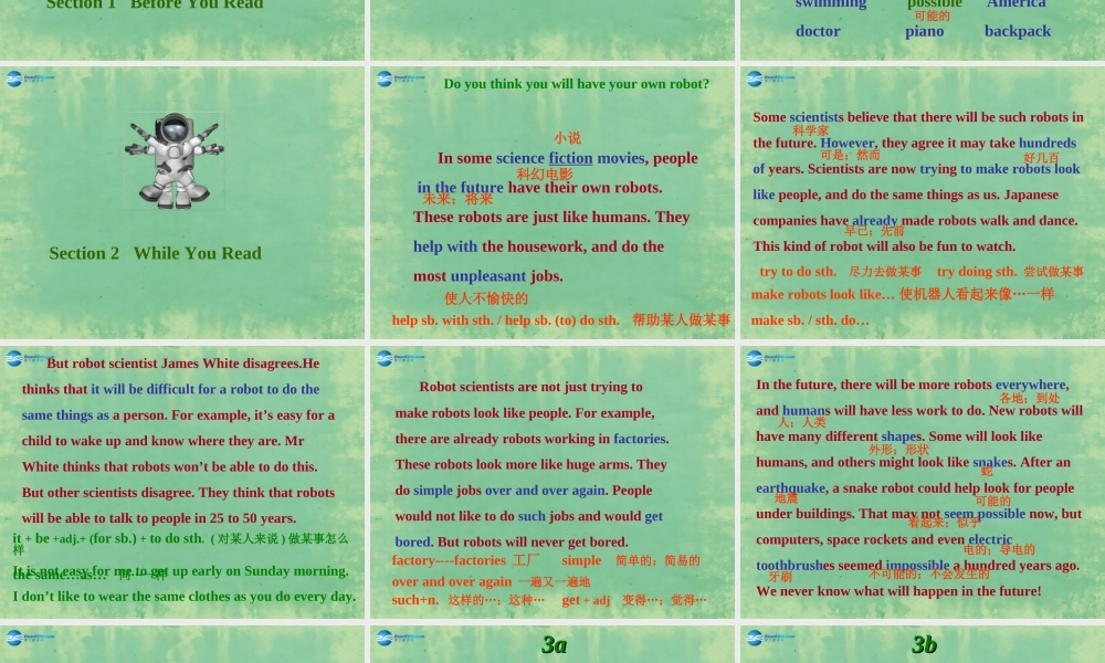 辽宁省灯塔市第二初级中学八年级英语上册 Unit 7 Will people have robots？（第4课时）课件.ppt