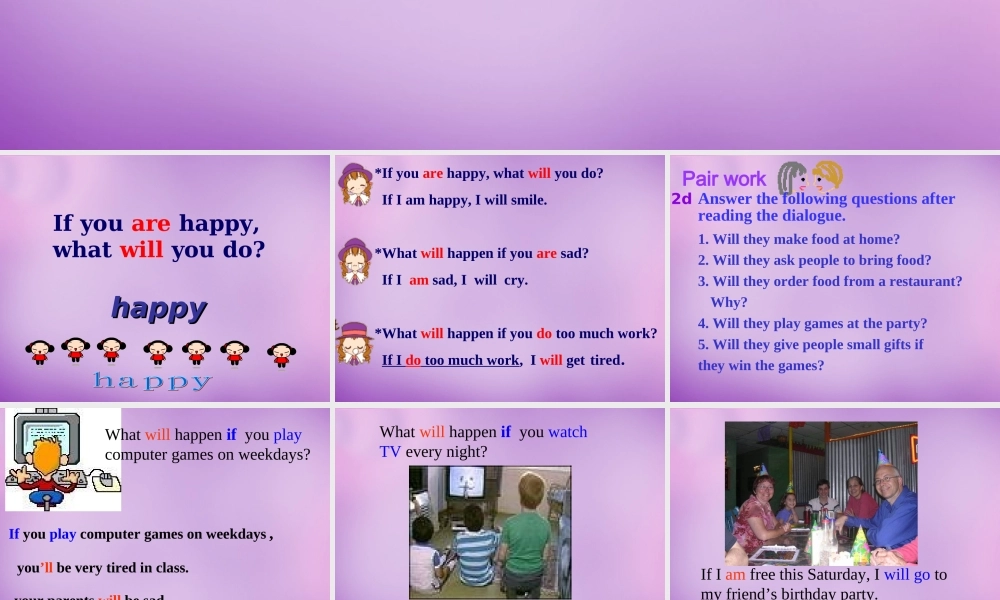 陕西省汉中市佛坪县初级中学八年级英语上册 Unit 10 If you go to the partyyou'll have a great time（第2课时）课件.ppt