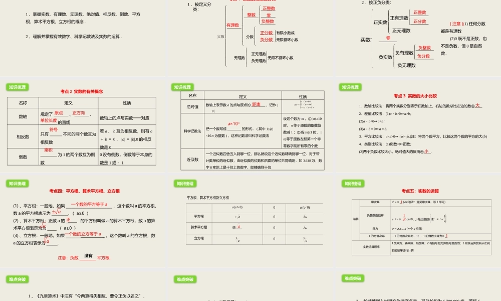 2018届中考数学一轮复习课件：1 实数概念与运算 (共24张PPT).pptx