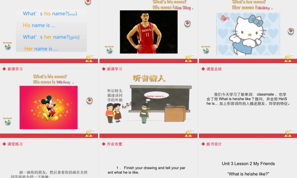 Unit3 lesson2《My Friends》课件.ppt