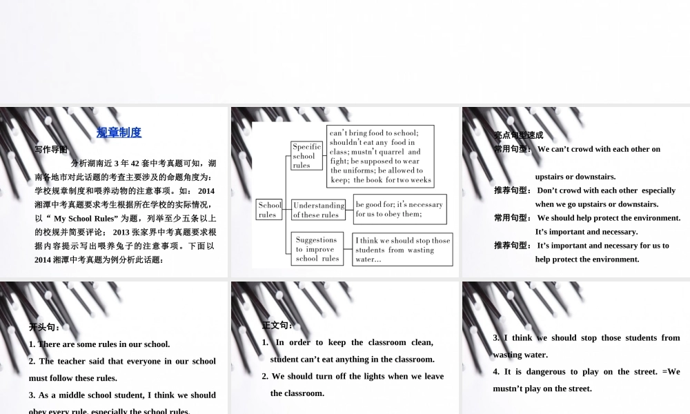 【中考写作指导】中考英语（人教）写作话题汇总复习：规章制度（共17张PPT）.ppt