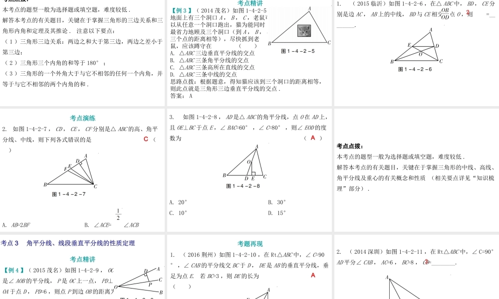 人教版九年级数学中考总复习《三角形的基本概念》 （共30张PPT）.ppt