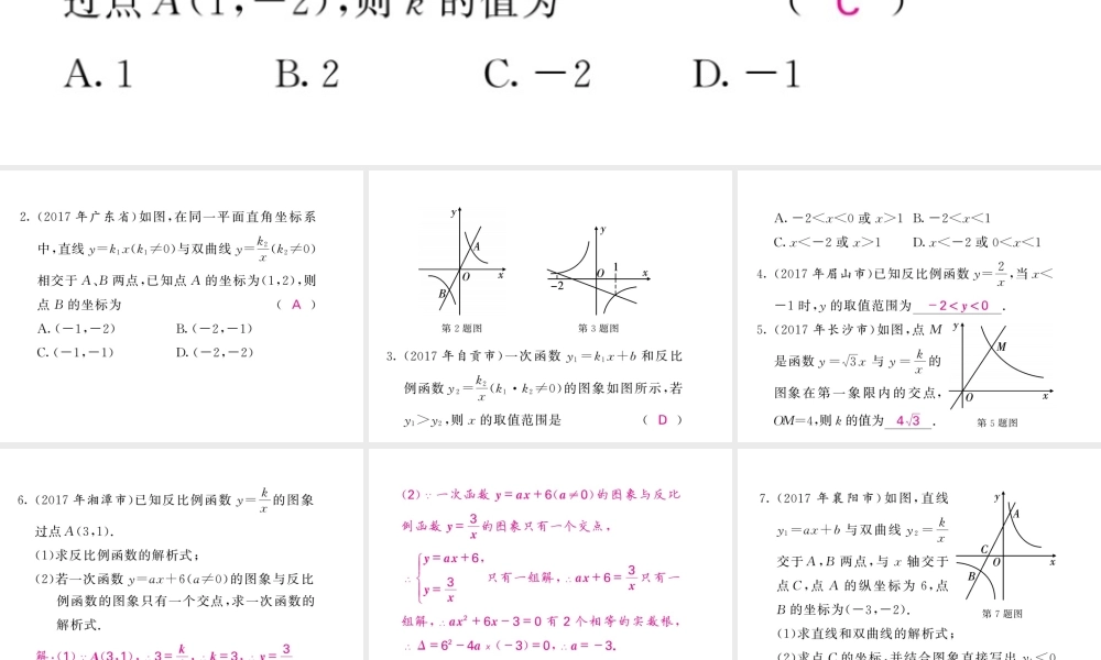 同步练习 第12节反比例函数.ppt