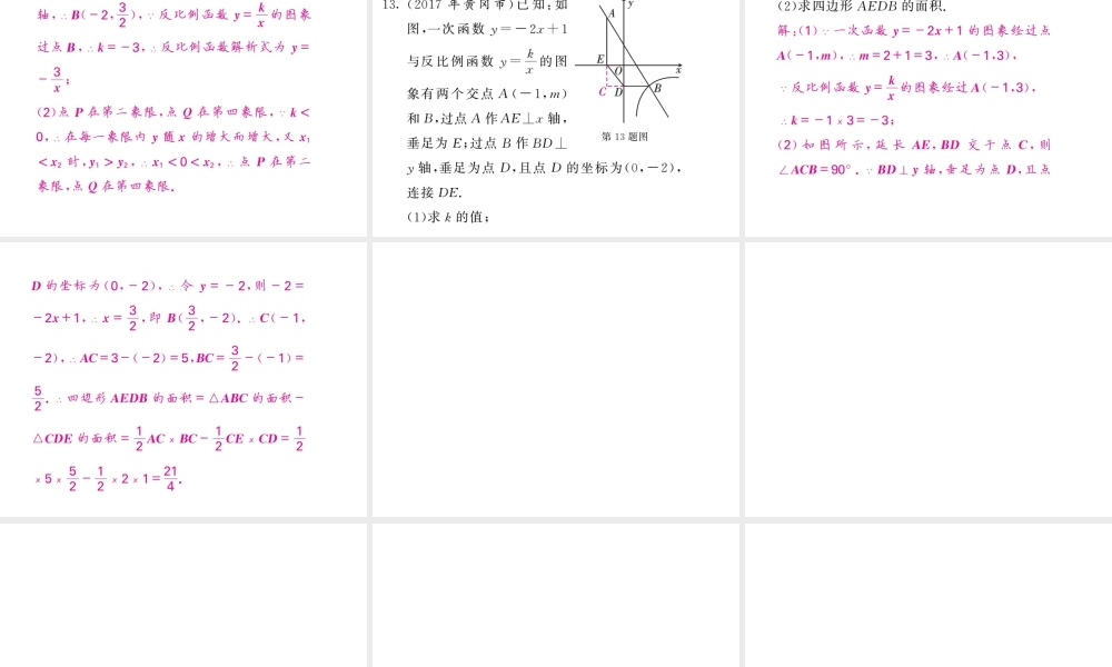 同步练习 第12节反比例函数.ppt