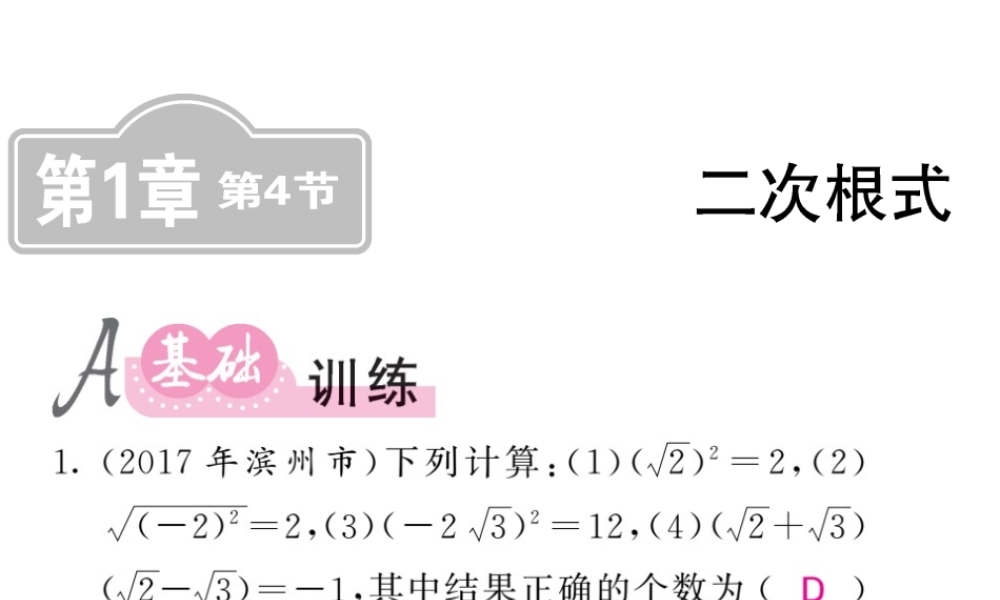 同步练习第4节二次根式.ppt