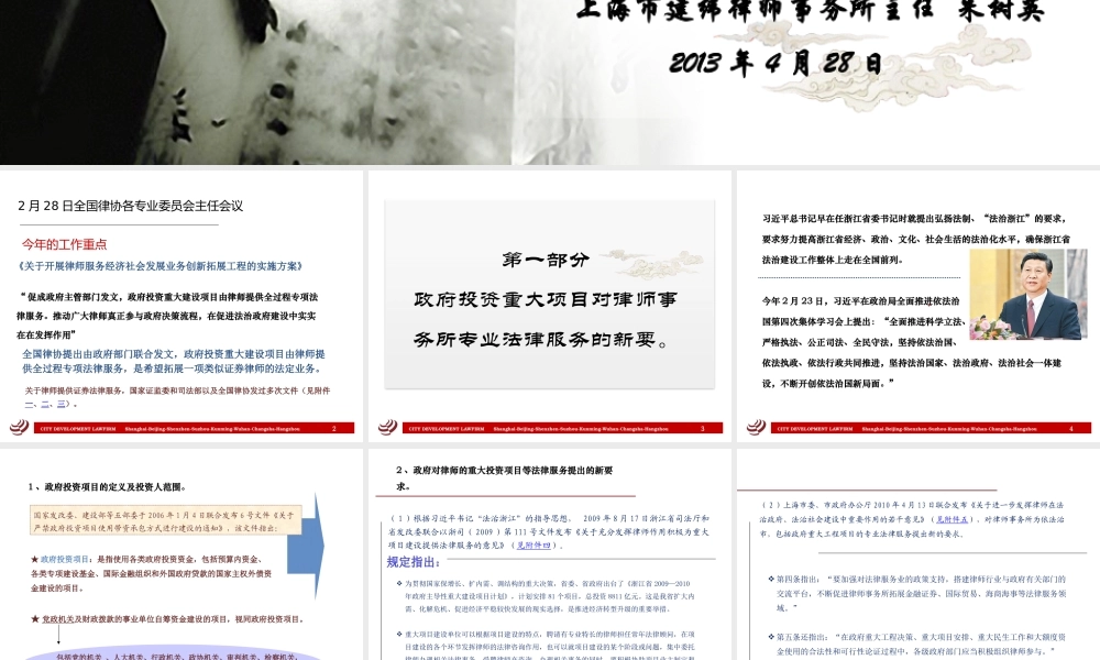 律师为政府投资重大建设项目提供全过程法律服务以及应注意的法律问题.pptx