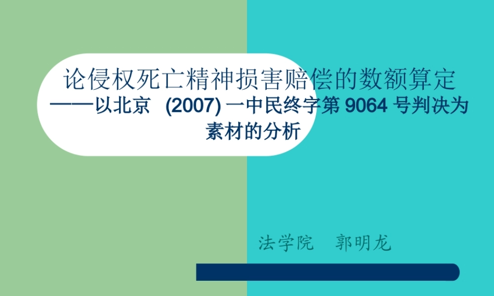 论侵权死亡精神损害赔偿的数额算定.ppt