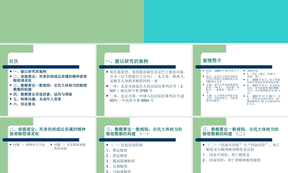 论侵权死亡精神损害赔偿的数额算定.ppt